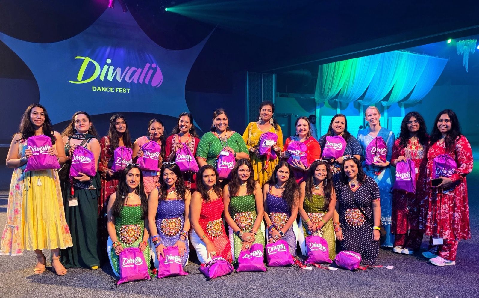 G2 dancers with their Diwali Dance Fest bags at Diwali Dance Fest 2026, Walt Disney World